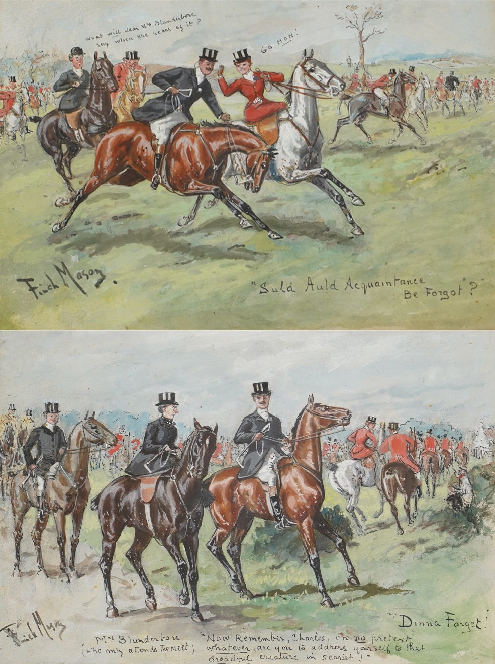 George Finch Mason (1850-1915), A pair of Hunting scenes
